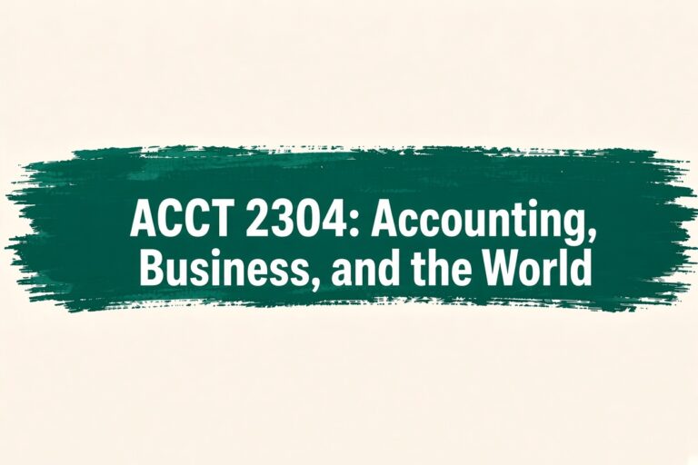 ACCT 2304 Accounting, Business, and the World
